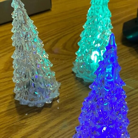 New 3 Pack Acrylic Christmas Tree Lamp, Enchanted Light Up 7 Colors Lights - Picture 9 of 9